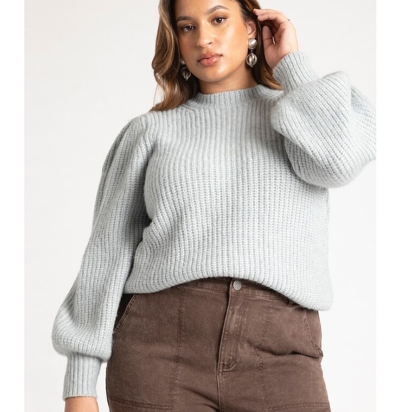 Eloquii Puff Sleeve Chunky Sweater Brown Plus Size 18/20 - Picture 2 of 9